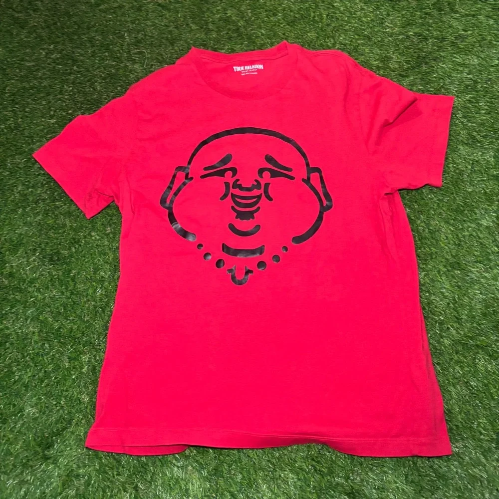 True Religion Mens Matte Foil Buddha Graphic T-Shirt Red Large KM7G29XY00246
